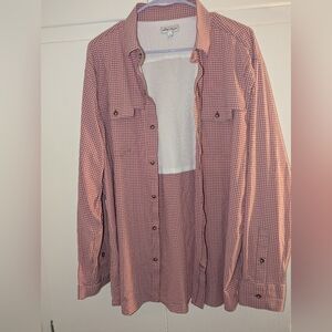 Peter Millar Red and White Checkered Casual Shirt